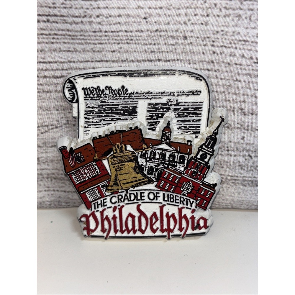 Vintage Philadelphia Magnet Cradle Of Liberty We The People Liberty Bell - Picture 1 of 5